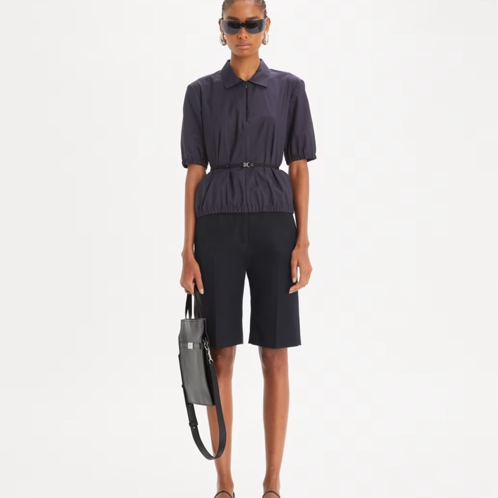 Tory Burch Navy Bermuda Shorts with Gold Insignia Buttons. NWOT - Size 8